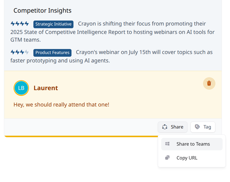 Sharing a competitor update to MS Teams